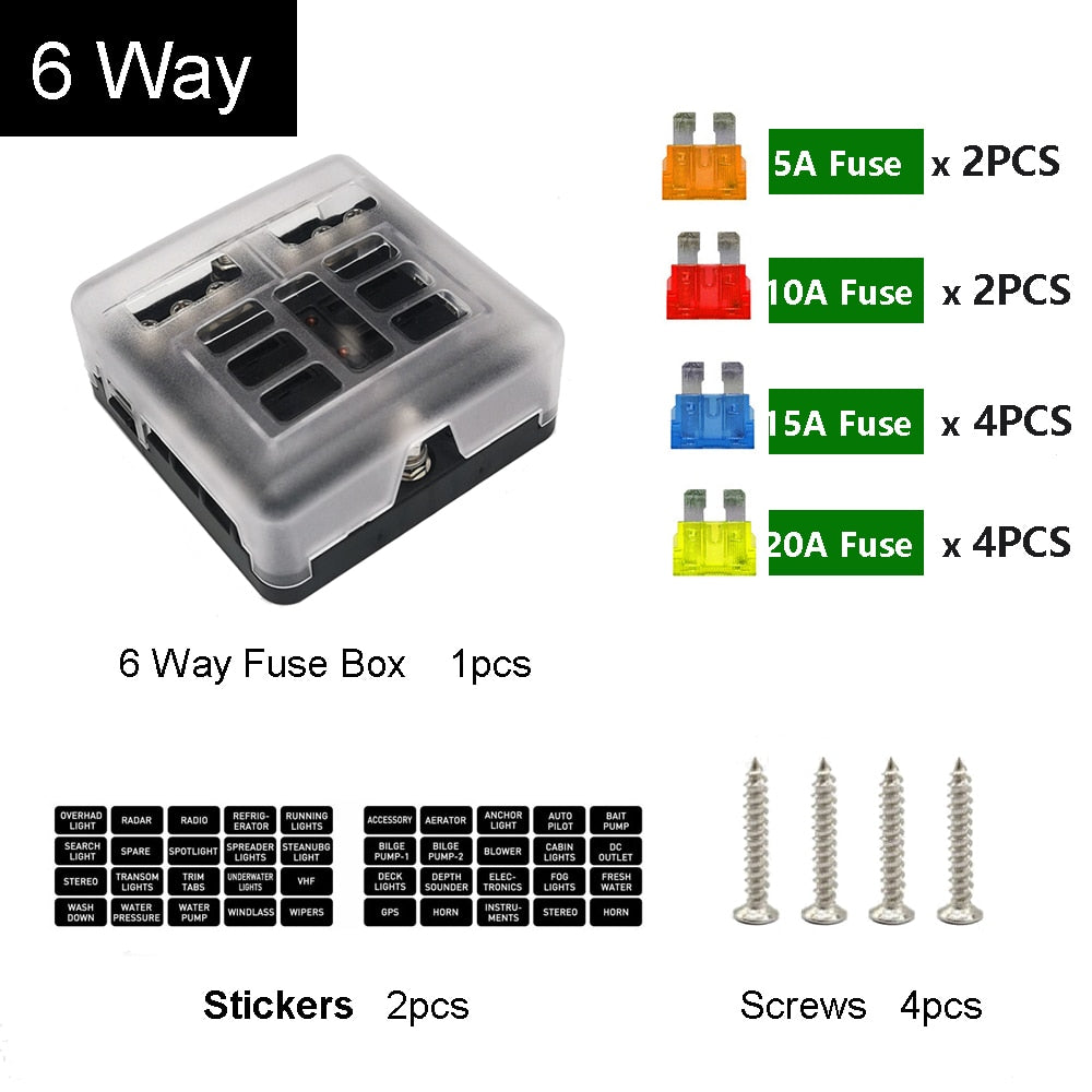 12v Fuse Box Holder (12 Way; 6 Way) 100a