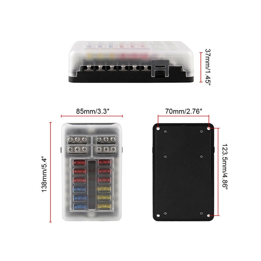 12v Fuse Box Holder (12 Way; 6 Way) 100a